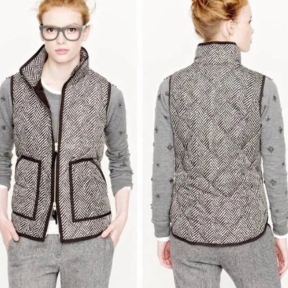 J. Crew Excursion Quilted Vest in Herringbone - RARE FIND - Picture 1 of 9